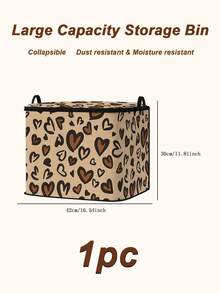 1pc Foldable Leopard Print Heart Pattern Storage Box, Large Capacity Zipper Storage Bag With Handle, Dust-Proof & Moisture-Proof Space-Saving, Suitable For Wardrobe, Bedding, Blankets, Toys And Seasonal Clothing,Bedroom Room Decor,Back To School - Multicolor - View 21