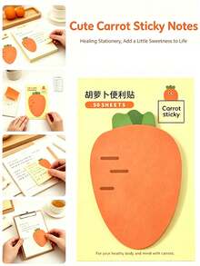 2pcs Cute Carrot Sticky Notes Stickers, Creative Cartoon Alien Handbag Notebook Label Stickers, Student Memo Classification Index Stickers, Highly Attractive Memo Paper, Ideal Choice For Reminders And Study Notes - one-size - View 5