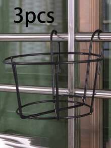 1/2/3pcs Fashionable Round Metal Hanging Planters, Suitable For Balcony, Garden And Indoor Decoration, Can Be Used For Hanging Racks To Plant Succulents And Green Plants, 6.2 Inches - Multicolor - View 11