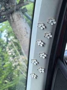 8pcs Car Interior Decor Metal Flower Rearview Mirror Console Accessories Small Flower Car Interior Rearview Mirror Center Console Panel Decoration Car Accessories Car Accessories Duck Car Rearview Mirror Hanging Accessories - A - View 6