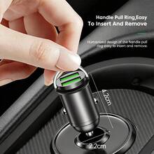 200W(Max) Mini USB Pull Ring Car Charger Fast Charging Dual USB Ports Phone Charger Compatible With Iphone Cigarette Socket Lighter Quick Charger 3.0 In Car,Car Accessories / Essential Charging Accessories For School / Mobile Phone Charging Accessories - one-size - View 2