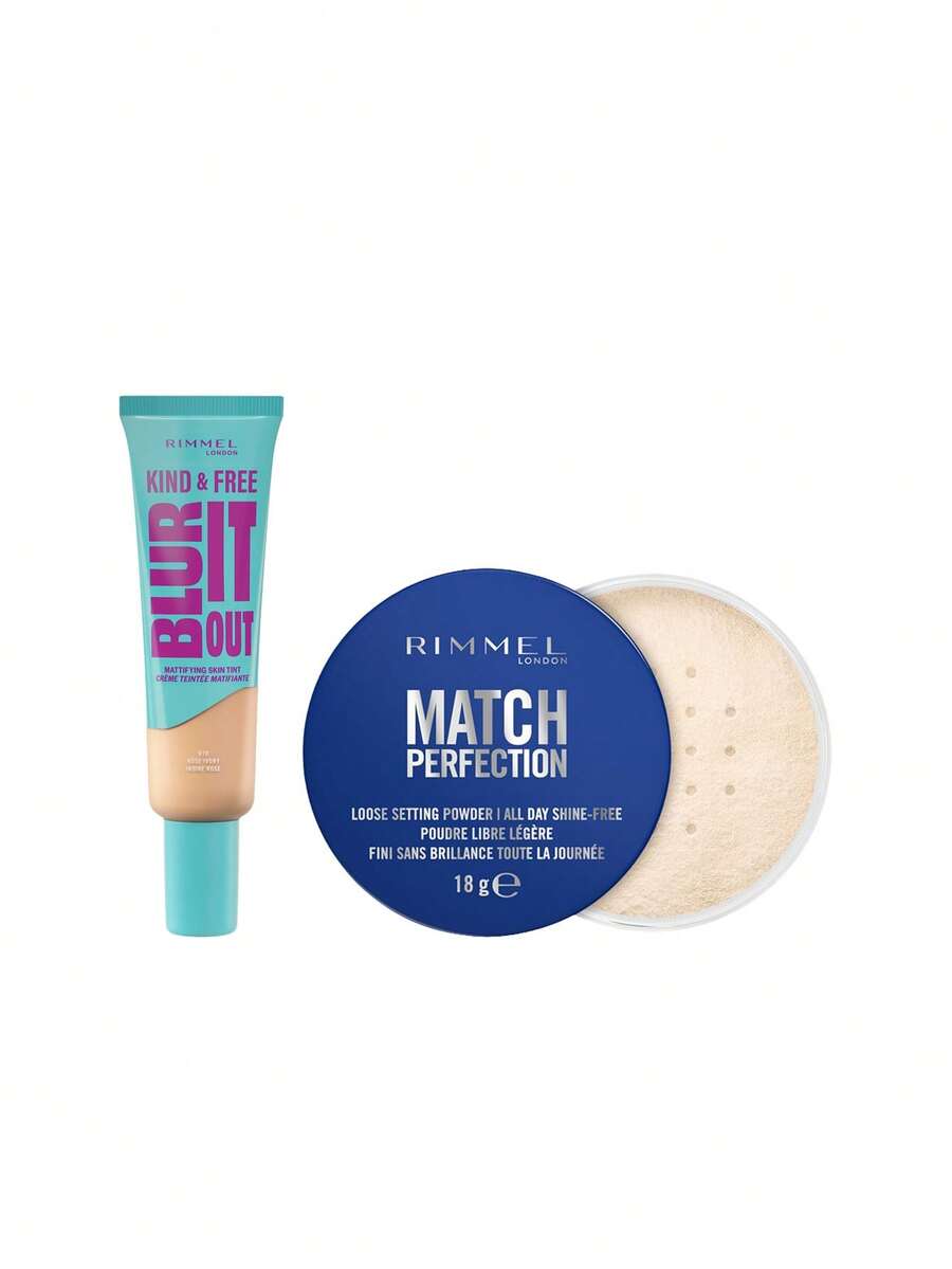 [組合] Kind & Free Blur It Out 霧面遮瑕潤色霜 010 玫瑰象牙色 30ml + Rimmel Match Perfection 散粉 001 透明色 - 010 玫瑰象牙+001 半透明 - 查看 1