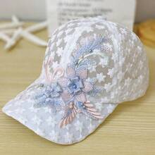 1 buah Topi Baseball Renda Tipis Musim Panas Baru untuk Wanita, Topi Baseball Jaring Berbordir Bunga, Bernapas, Gaya Korea, Topi Pelindung Matahari - MultiWarna - View 11
