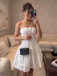 Elegant Sexy Casual Holiday Date Summer Strapless Dress, White Dresses, Holiday Dresses For Women, Elegant Dress - White - View 2