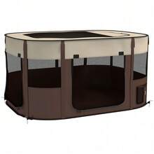 Foldable Dog Pen With Storage Bag For Indoor/Outdoor Use, Portable Pet Playpen, With Ground Stakes - T0001-01-7006 - View 1