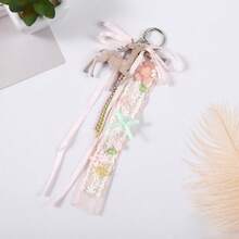 1Pc Cute Deer Keychain Lace Ribbon Beaded Tassel Floral Pendant Back To School Halloween Women Backpack Car Key Charm Gift - Multicolor - View 9