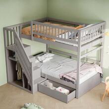 Solid Wood Bunk Bed 90*200 Cm - Grey - View 4