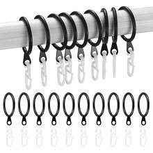 20/60/100pcs (10 Metal Rings & 10 Plastic Hooks / 30 Metal Rings & 30 Plastic Hooks / 50 Metal Rings & 50 Plastic Hooks) With Plastic Hooks Metal Curtain Rings Hanging Rings And Curtain Hooks Window Shower Rings, 30mm/1.18in Diameter (Black, Silver) - Multicolor - View 3