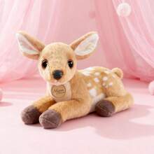 1pc Realistic Prone Position Deer Plush Doll, Soft Comfortable 3D Prone Deer Doll, Valentine's Day Surprise Gift For Best Friend/Girlfriend, Children's Hug Pillow, Zoo Souvenir Plush Doll, Birthday Gift, Christmas, Halloween - Multicolor - View 2