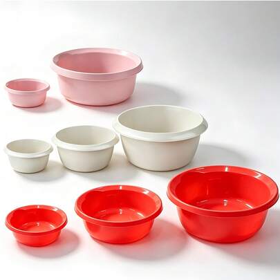 1 To 3 Plastic Basins/Wash Basins, Made Of High-Quality Plastic. Available In Multiple Capacities: 2L, 4L, 5L, 6L, 8L, 12L, 14L And 20L, As Well As Various Colors. Ideal For Home Use, Restrooms, Bathrooms And Dormitories.