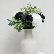 50 Artificial Black Roses Simulation Touch Fake Flowers With Stem Foam Roses DIY Wedding Bouquet Gifts Desktop Decoration Party Bride Shower Home Decoration - Multicolor - View 3