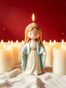 3pcs Cute Cartoon Virgin Mary 3D Silicone Candle Mold, Soft Silicone Material Easy Demolding, Suitable For Soy Wax, Plaster, Handmade Soap, Resin DIY, Perfect For Prayer Memorial Decor, Home Decoration, Healing Gift, Handmade Aromatherapy Shape Mold - Virgin Mary - View 6