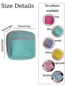 Mini Macaron Color Multi-Function Mesh Storage Bag, Cute Wallet Design, Portable Makeup Bag, Zipper Tissue Storage Bag, Girls Sanitary Pad Storage Bag, Suitable For Home, Travel And School - Multicolor - View 9
