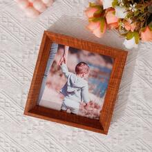 1/3pcs Square Natural Wooden Photo Frames, Dual-Color Light Oak And Dark Walnut Desktop & Wall-Mounted Frames, Minimalist Rustic Style Square Portrait Frames, Suitable For Children, Baby, Family Milestone Photography, Ideal For Nursery, Bedroom, Living Room And Apartment Decor, Children's Growth Memory Display Gift, Suitable For Baby Shower, Housewarming, Birthday And Other Occasions - Multicolor - View 10