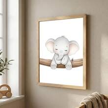 1pc Canvas Framed Baby Room Wall Art Decor, Animal Baby Poster, Sloth, Elephant And Zebra, Cute Baby Room Wall Decoration, Nordic Style, Jungle Theme Wall Decor, Ready To Hang, Suitable For Baby Crib Corner, Unisex Toddler Bedroom, Ideal Gift For Newborn Baptism, Wildlife Children's Room Accent Decor, Children's Room Decoration, Baby Room Poster, Kindergarten Decoration, Playroom Decoration, Gift, Party Decoration - Multicolor - View 9