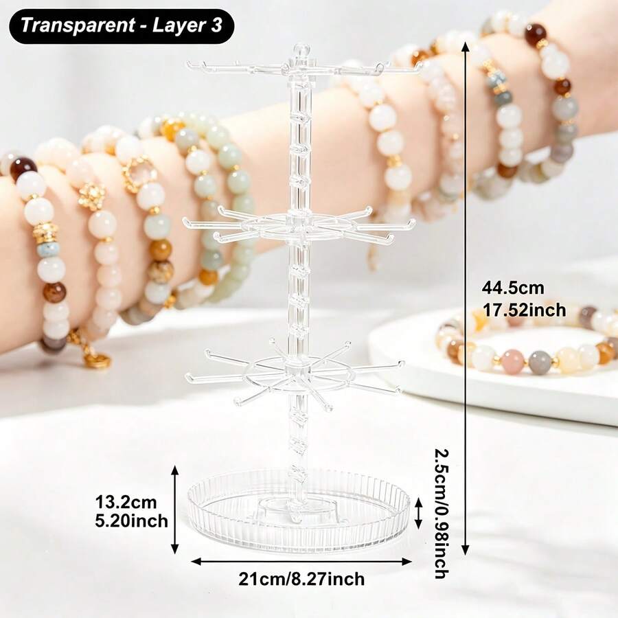 1 Three-Tier/Two-Tier/Single-Tier Rotating Jewelry Rack, Household Storage Rack, Key Rack, Multi-Layer Hairband Rack, Daily Small Item Rack - Multicolor - View 1