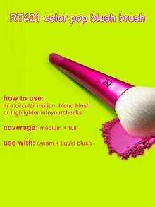 Real Techniques Limited Edition Vivid Escape 421 Color Pop Blush Brush, Plush Domed Shape Picks Up And Sweeps Formula Onto The Cheeks, Cruelty-Free & Vegan - Rose Red - View 5