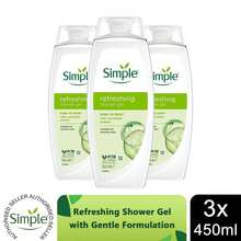Simple Kind To Skin Refreshing Shower Gel 3x450ml - Sandalwood - View 1