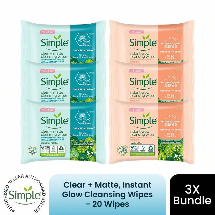 Simple Protect 'N' Glow & Daily Detox Matte Wipes 6-Pack - Standard Packaging - View 1