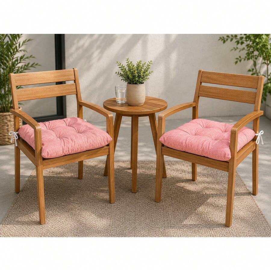 2件組柔軟聚酯纖維椅墊,土耳其製造,可機洗,耐用 40x40 cm 座墊,適用於餐廳、廚房、花園、辦公室與咖啡廳椅子 - 粉色 - 查看 1