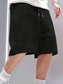 1pc Boys/Teen Loose Fit Casual Shorts With Pockets, Sporty & Cool, Outdoor Wear For Spring/Summer - Black - View 1