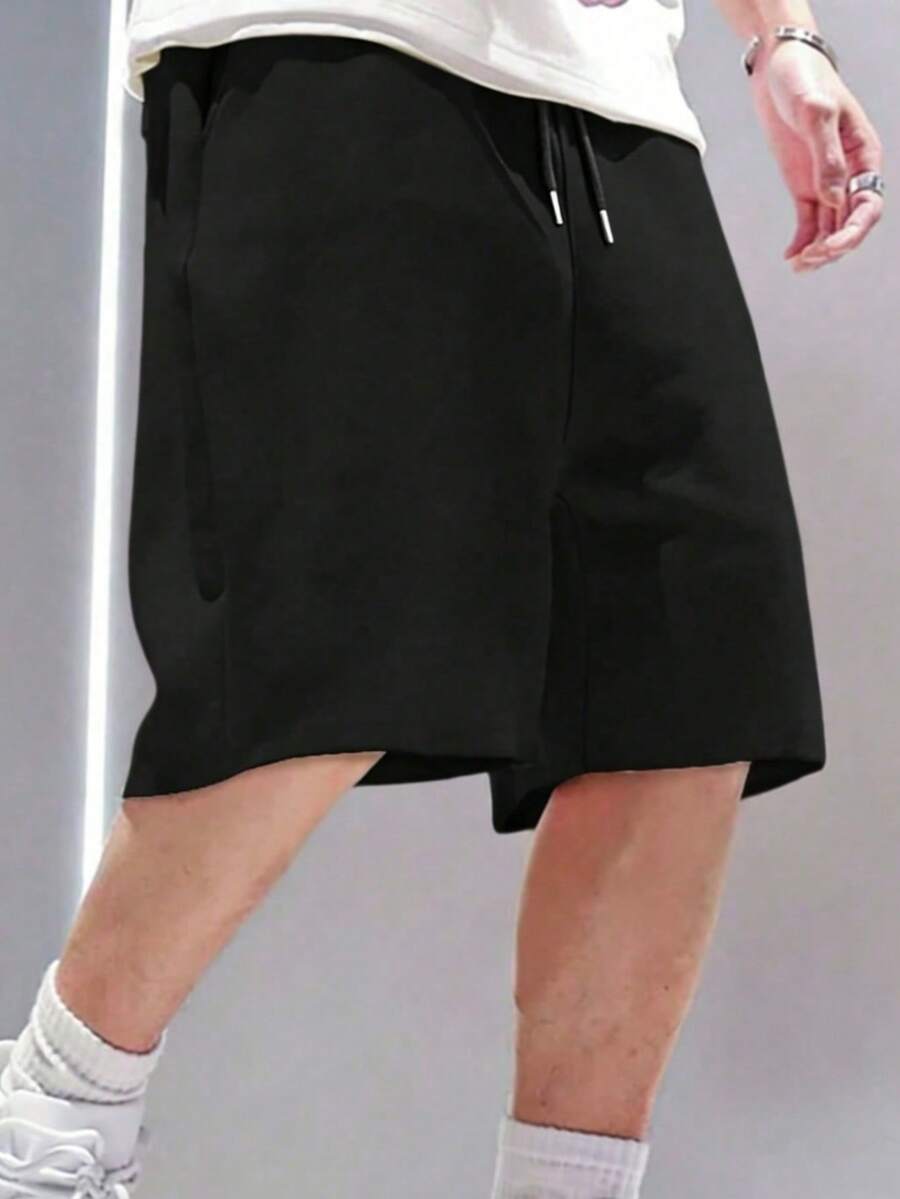 1pc Boys/Teen Loose Fit Casual Shorts With Pockets, Sporty & Cool, Outdoor Wear For Spring/Summer - Black - View 1