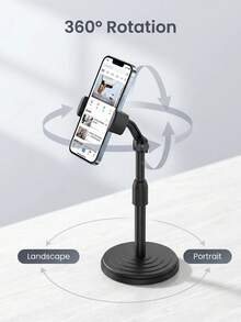 1 buah/Dudukan Ponsel Putar yang Dapat Diatur, Tripod Meja ABS Tahan Air, Dudukan Video/Streaming Langsung Ponsel, Dudukan Mudah, Penahan Ponsel (Lihat Video di Halaman untuk Langkah-langkah Pemasangan), Hadiah, Kado, Dudukan Tetap - hitam - View 2