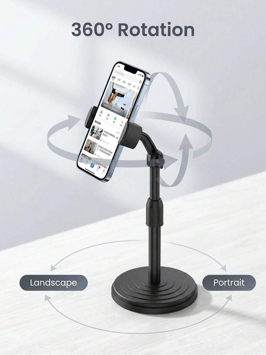 1 buah/Dudukan Ponsel Putar yang Dapat Diatur, Tripod Meja ABS Tahan Air, Dudukan Video/Streaming Langsung Ponsel, Dudukan Mudah, Penahan Ponsel (Lihat Video di Halaman untuk Langkah-langkah Pemasangan), Hadiah, Kado, Dudukan Tetap