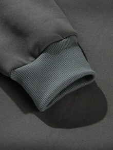 Men's Autumn/Winter Casual Warm Fleece Thick Hooded Colorblock Sweatshirt - Dark Grey - View 6
