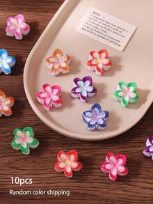 10/30/50/100pcs Colorful Multi-Layer Plumeria Hair Claw, Macaron Gradient Contrast Color Beach Photography Fresh Hair Accessory (Random Color) - Multicolor - View 10