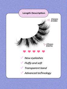 Asiteo 7 Pairs Thick Cat Eye Transparent Band Faux Mink Eyelashes Fluffy Natural Long Soft Volume For Vacation Makeup Extension - Black - View 6