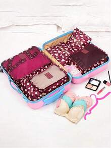 6pcs Travel Storage Bag Set, Lightweight Luggage Organizer, Fashionable Large Capacity Storage Bag, Luggage Sorting Bag, Durable Polyester Fiber Sorting Storage Bag, Zipper Closure - Suitable For Clothing, Shoes, Cosmetics, Underwear, Etc., Save Luggage Space - Multicolor - View 10