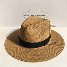 Unisex Wide Brim Panama Straw Hat, Foldable Lightweight Beach Sun Hat, Black Ribbon Decor, UV Protection, Suitable For T - Multicolor - View 5
