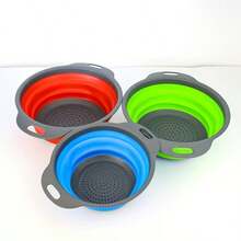 3pcs Collapsible Strainer Baskets, Stackable Kitchen Filter, Space-Saving Folding Drainer For Washing Fruits And Vegetables, Easy To Clean Household Drain Basket (3 Large) - Large - View 5