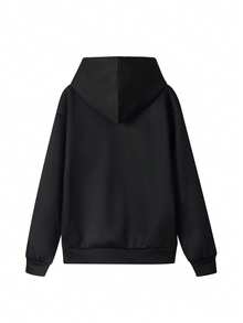 1-Piece Women's Hoodie: Cotton-Polyester Blend, Exquisite Print, Suitable For Outdoor Use In Autumn & Winter Commuting - 黑色 - 查看 5