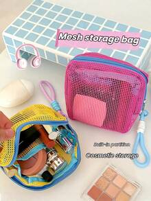 Candy-Colored Women's Multipurpose Cosmetic Bag, Card Holder, Coin Purse, Jewelry Pouch, Suitable For Everyday Use, Travel, Outings, No Strap Included - Multicolor - View 3