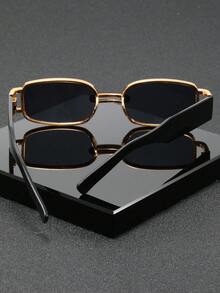 1 par de gafas de moda estilo hip-hop retro con marco cuadrado para hombres, perfectas para ropa de calle, reuniones sociales, viajes al aire libre y vacaciones en la playa - Dorado - Ver 3