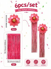 6 Peças Decorações de Cortina com Borlas de Girassol Dourado/Rosa/Vermelho/Roxo - Bola de Folha de Girassol de 21,5 Polegadas com Borla de 2m, Suprimentos de Festa de Luxo, Perfeito para Decoração de Festa de Aniversário, Festa de Princesa, Casamento, Ação de Graças, Dia dos Namorados, Eventos de Despedida de Solteira. - Cortina de chuva de flores - Visão 11