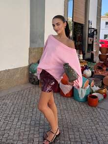 Minimalist Versatile Autumn/Winter Casual Women's Sweater - Pink - View 9