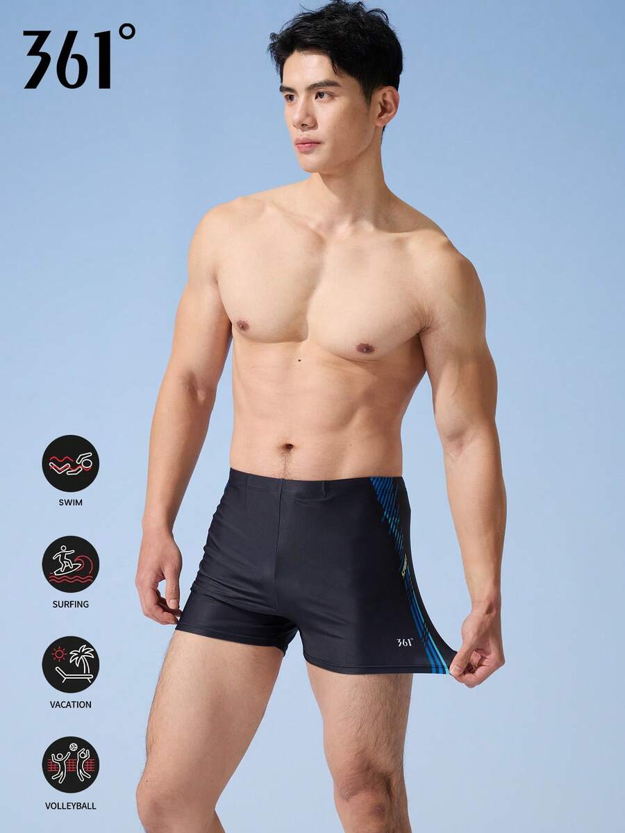 361degree 361° Men's Square Leg Swim Trunks With Drawstring Waist, Fits Multiple Waist Sizes Black - Black - View 1