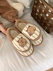 XIXITIAO Cute Closed-Toe Capybara Slippers, Soft Warm Cozy House Slippers - Light Brown - View 7