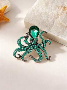 1pc Fashionable Vacation Style Heavy Rhinestone Starfish Seahorse Marine Life Brooch, Beach Holiday Accessory Gift For Best Friend - Multicolor - View 11