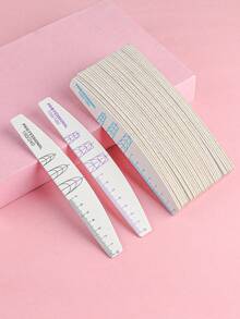 5/10pcs Thin Crescent-Shaped Wooden Nail Files, Double-Sided 100/180 Grit With Ruler And Nail Shape Guide, Professional Washable Nail Buffing Strips For Acrylic And Natural Nails - Light Grey - View 2