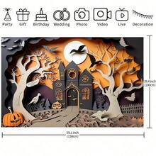 1 Halloween Banner, Castle And Pumpkin Pattern, Halloween Photography Background Cloth, Suitable For Home Entrance, Garden And Living Room Decoration - Multicolor - View 5