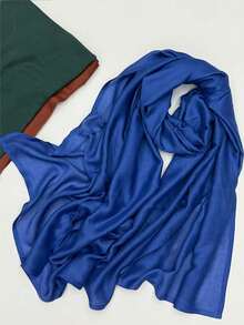 1 pieza Pañuelo musulmán de borde ancho de doble cara, casual, cómodo, versátil, de unicolor, delgado, transpirable, suave, para uso diario, vacaciones y viajes, envoltura para la cabeza, primavera y verano, nuevo pañuelo para mujer - Multicolor - Ver 24