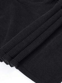 1pc Boys' American Minimalist College Style Comfortable Corduroy Loose Casual Long Pants - Black - View 6