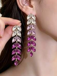 1 Pair Of Fashionable Personalities Long Style Temperament Earrings Suitable For Women's Daily Commuting ﻿ ﻿ - Purple - View 8