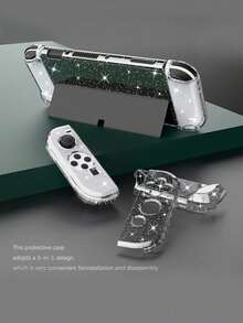 Detachable Dockable Hard Shell Switch OLED Starry Glitter Crystal PC Anti-Drop Console Case, Compatible With Switch OLED Glitter Transparent Protective Shell - View 6