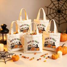 1/5/10pcs Cute Pumpkin Ghost Skeleton Bat Spider Black Cat Little Devil Lantern Pattern Halloween Theme Reusable Fabric Tote Shopping Bags Trick Or Treat Bags, Small Batch Multi-Piece Set Trick Or Treat Bags Storage Bags, Essential Halloween Shopping Gift Packaging Bags, Suitable For Christmas Decoration Indoor Outdoor Yard Garden Lawn Entrance Small Gifts, Essential Halloween Party Small Gift Storage Bags Gift Bags - Multicolor - View 42