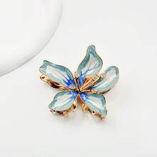 Summer Beach Vintage Gradient Lily Hair Claw, Oil-Drip Enamel Petal Exquisite Rhinestone Hair Clip, Luxury Gilded Alloy Material Non-Pulling Hair, Beach Vacation, Evening Dress, Photo Styling, Commute Half-Up Hair Accessory, Hibiscus/Hawaiian Flower Casual Zinc Alloy Hair Claw, Hair Claw Summer - Hawaiian Flower Hair Claw - View 9
